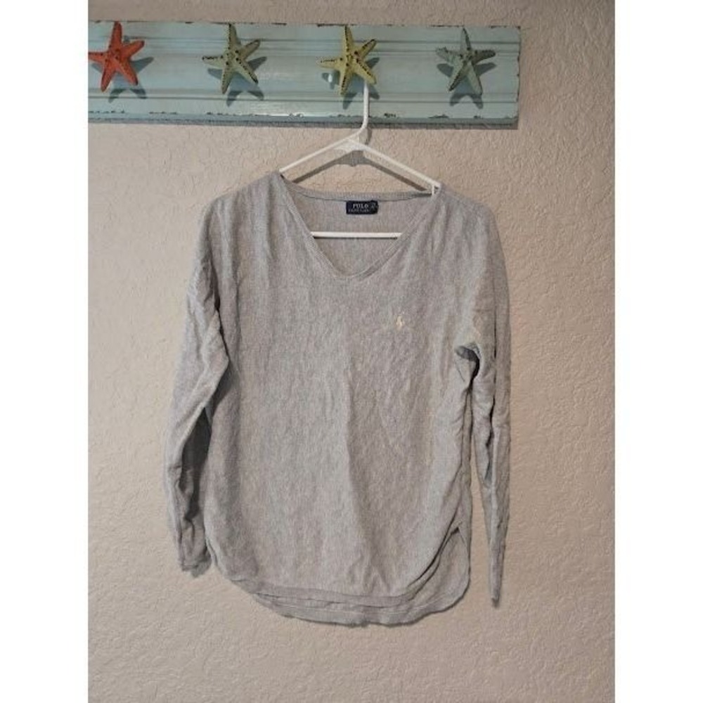 Polo RL Grey V Neck Sweater